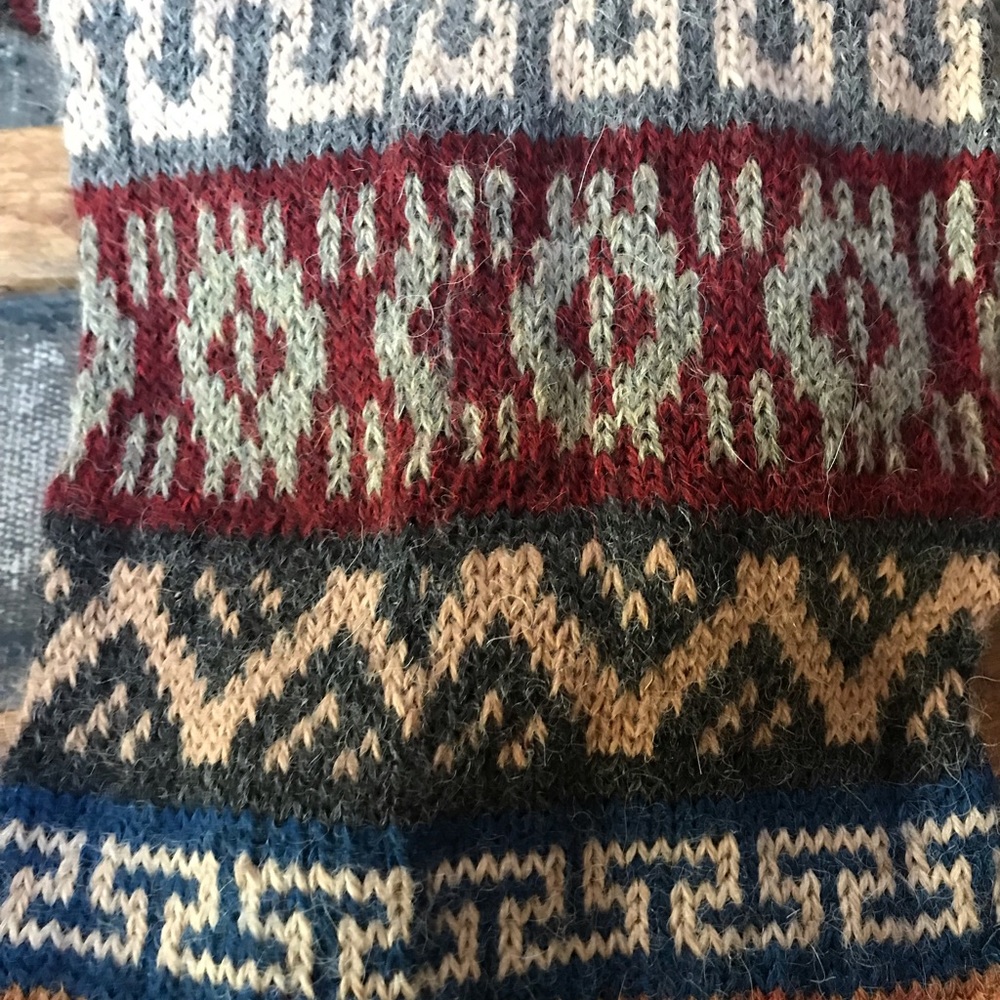 Alpaca Wool Scarf With Pattern/Multi Color - image 1